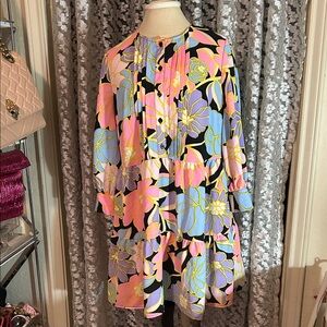 Who What Wear Floral Mini Dress - Black, Pink, Yellow, Blue